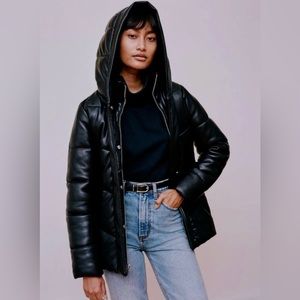 A&F Ultra Vegan Leather mid-length Puffer Coat (NWT)